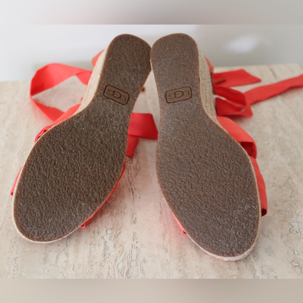 UGG Orange Espadrille Wedges Size 8 - Picture 9 of 9